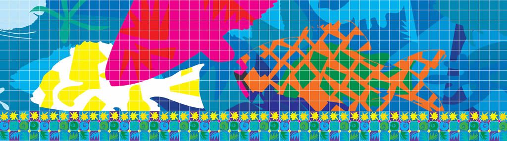 Design Study for Hand Painted Glazed Tile Murals Al-Seef Markets Kuwait