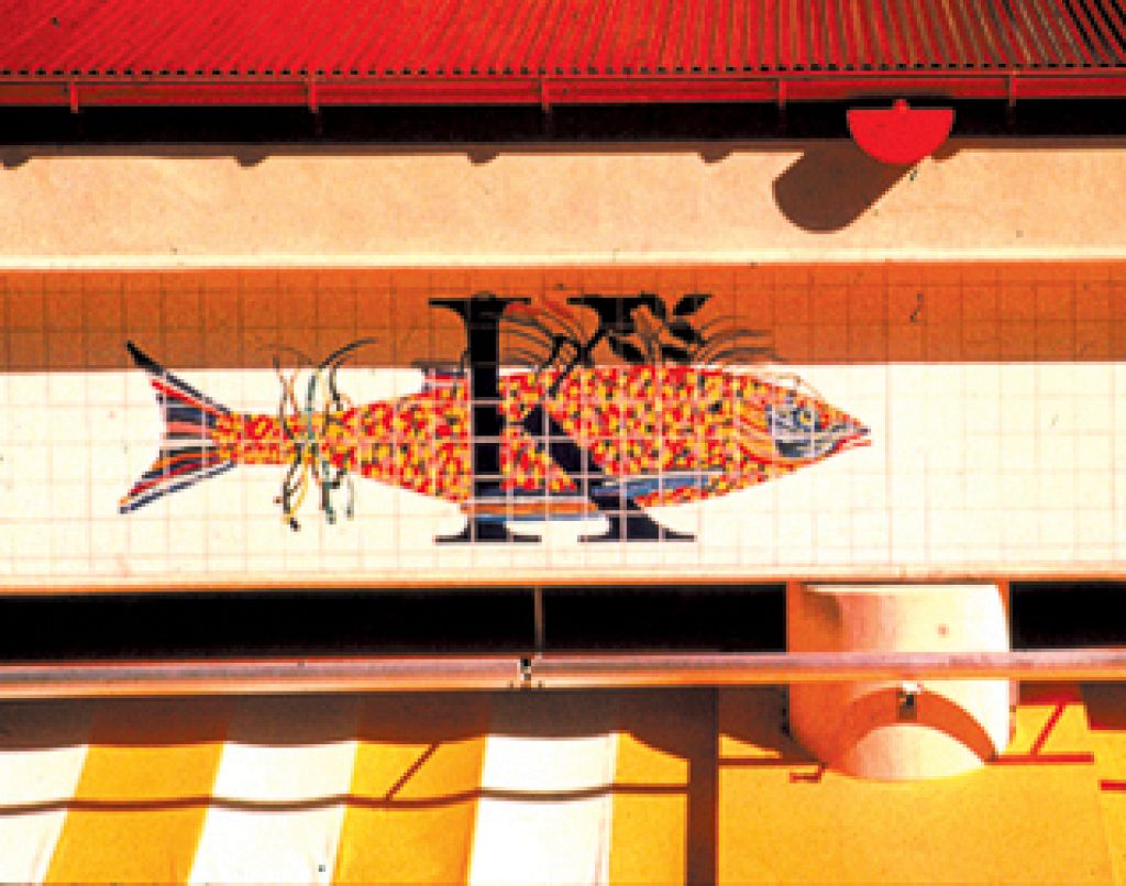 Century City Marketplace / Hand Painted Glazed Tile Mural